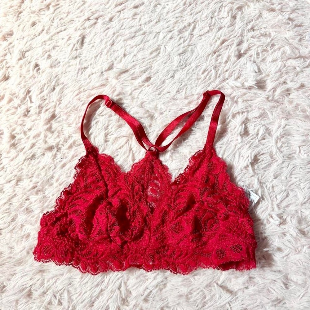 Red Hot Whimsygoth Lace Sexy Delicate Feminine Bralette Womens S Goddess Gothic